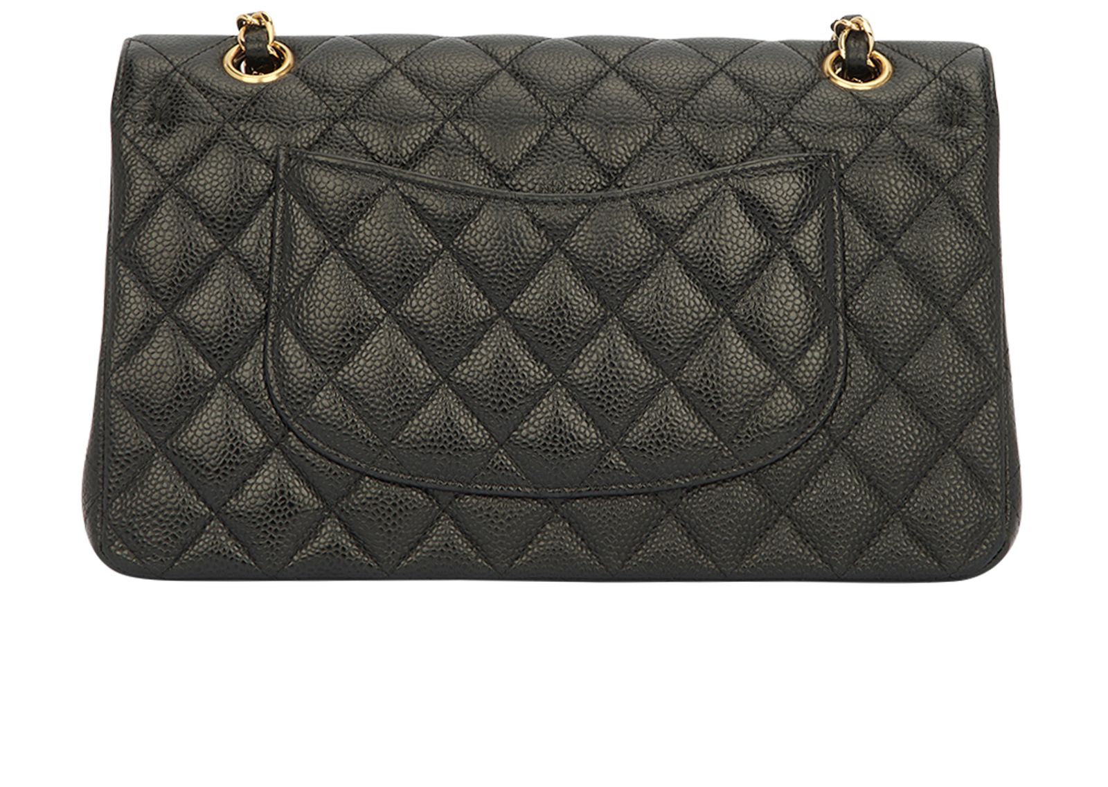 Medium Double Flap, &pound;4,900, Handbags, Black, Caviar Leather, Back view